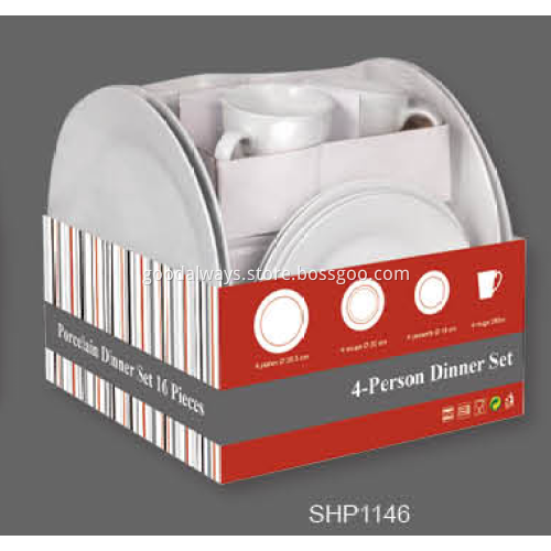 16 Pieces White Porcelain Dinner Set Shrink Packing Pallet Packing